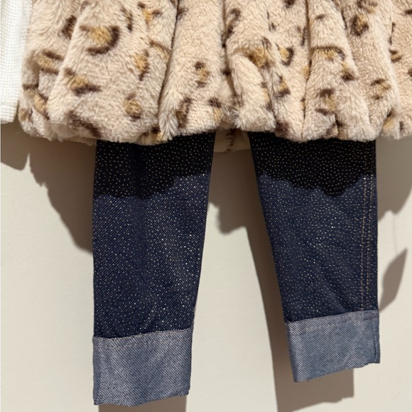 Little Lass Cream and Brown Faux Fur Vest Set - Picture 3 of 5